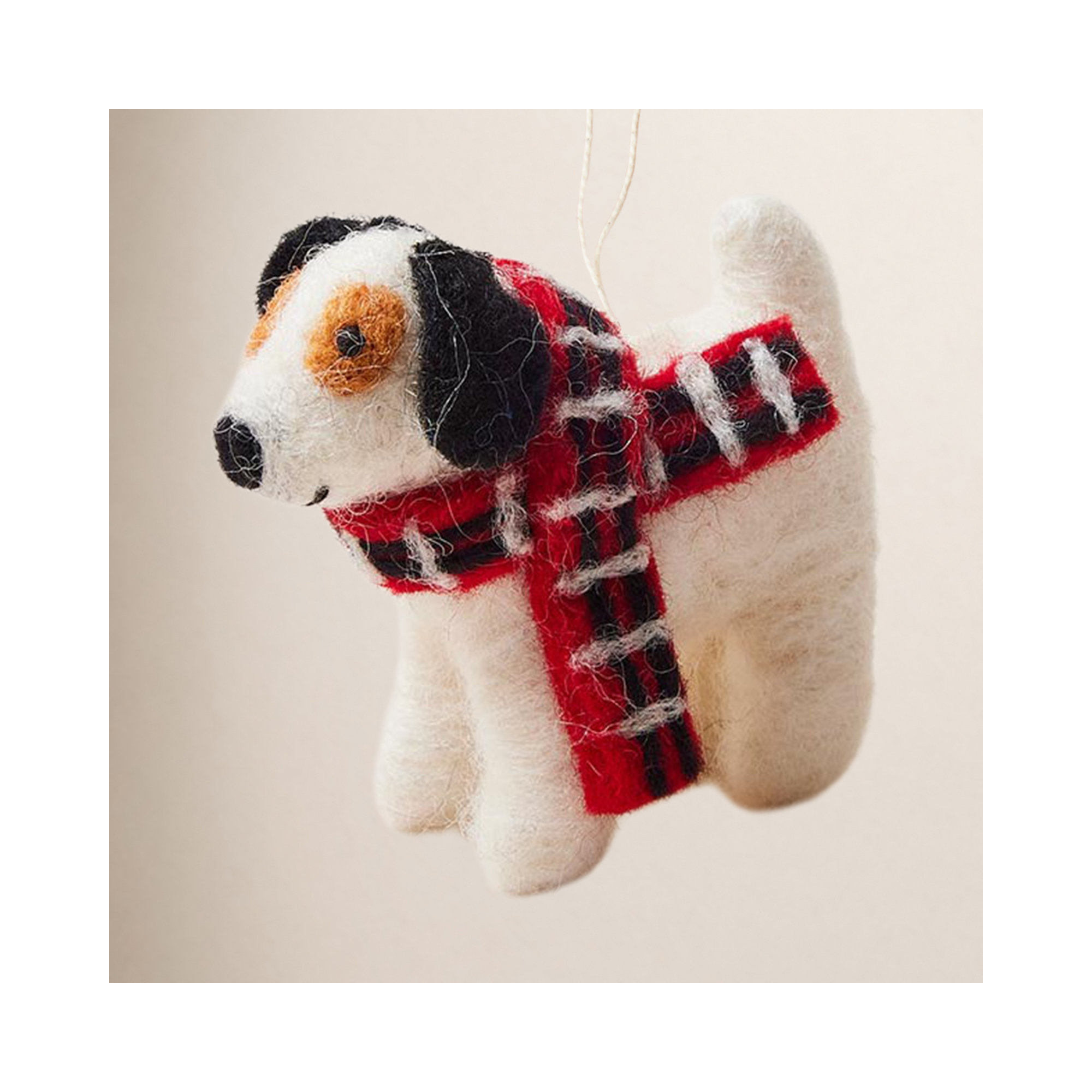 Felted Festive Pup Ornament - Spot