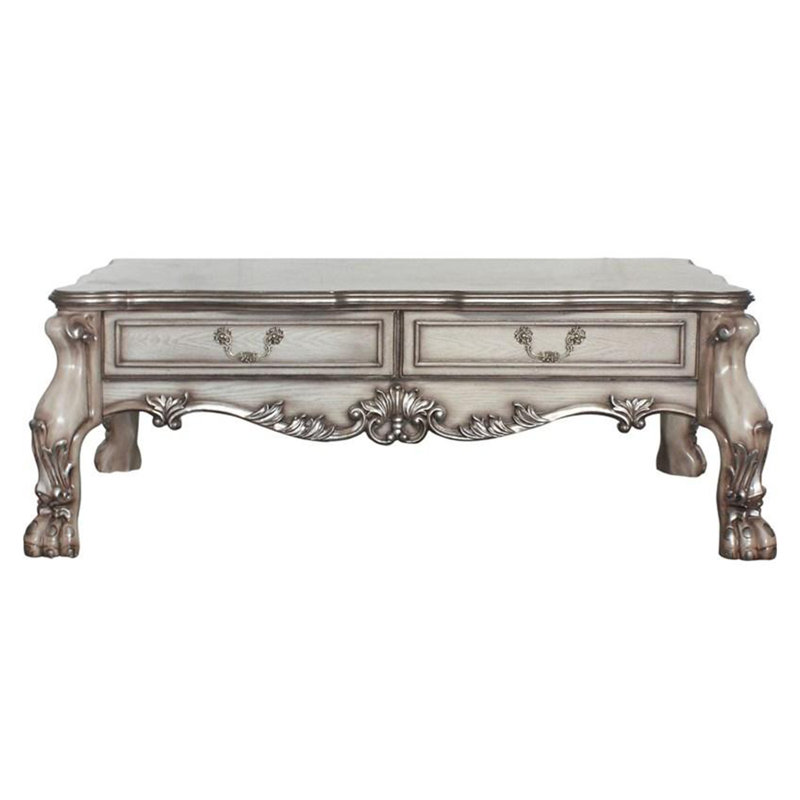 Table basse avec rangement 4 pieds Chalmers, Blanc os rétro