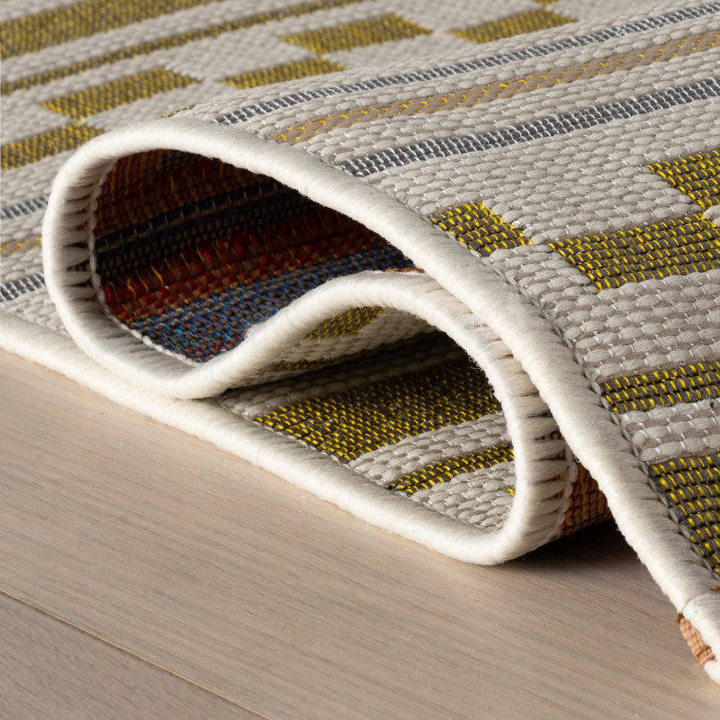 Caldera Modern Checkered Indoor/Outdoor Rug, Beige, Rectangle 8' x 10'