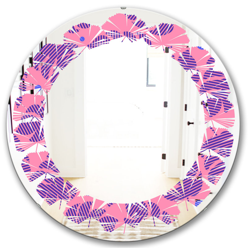 Miroir d'appoint mural Leaves Coastal, H 31,5 po x l 31,5 po, Feuilles de palmier tropicales IV
