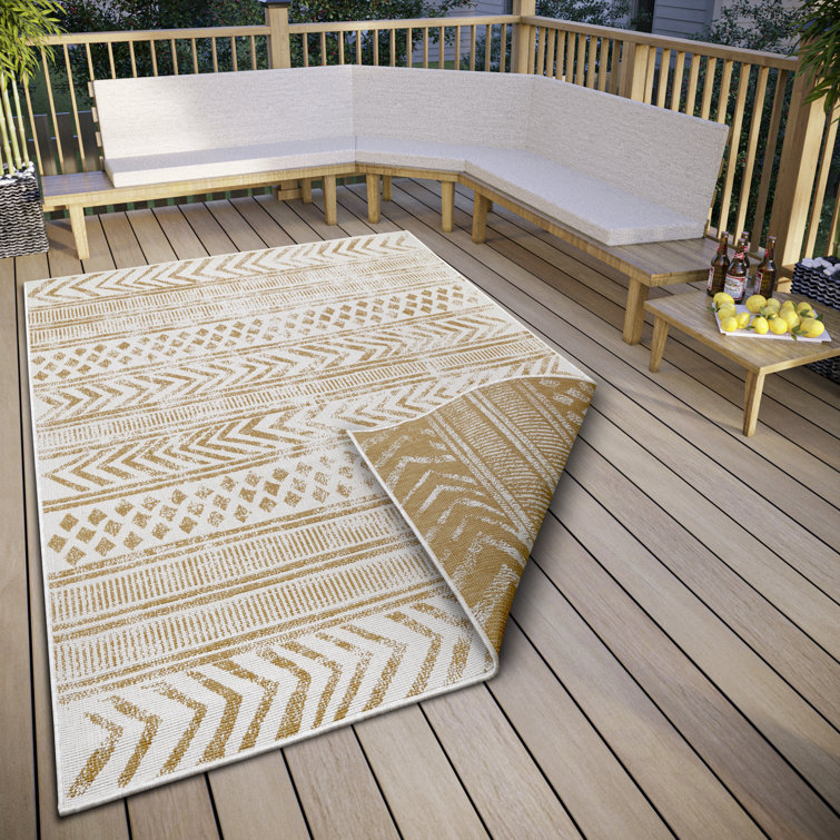 Reversible Flatweave Ocher/Ivory Rug