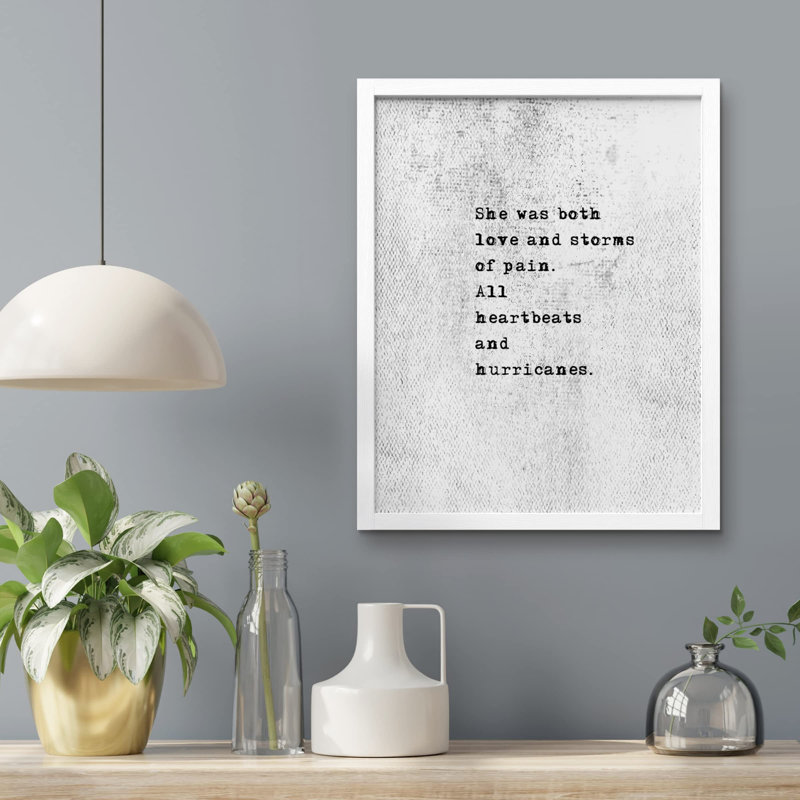"She Was Love And Storms Of Pain" sur papier, Cadre blanc, H 14 po x l 11 po