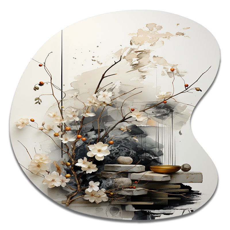 Goble - art mural asymétrique en métal asiatique, H 27 po x l 27 po