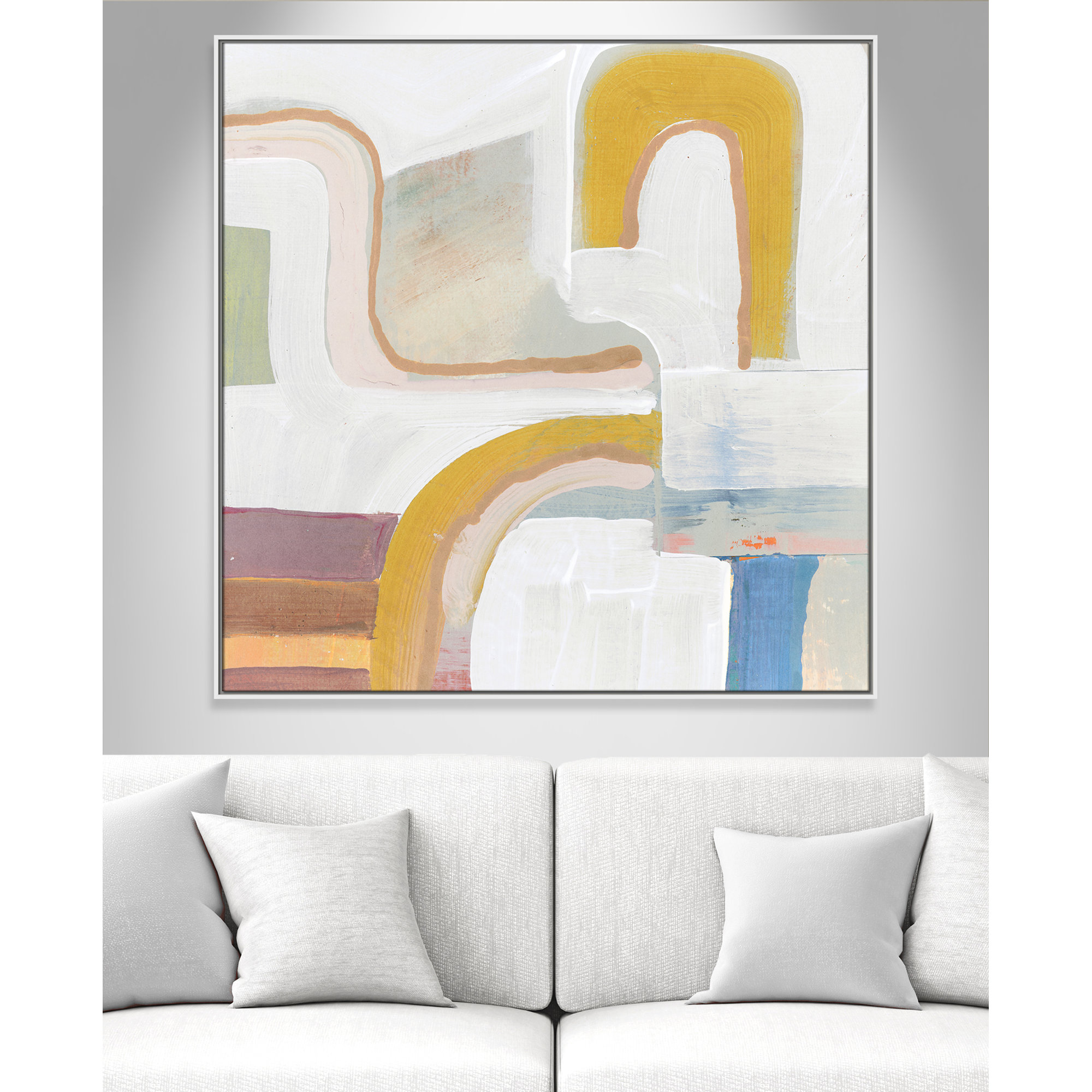 Together Again I by Cartissi - Floater Frame Painting Print on Canvas, 46.5" H x 46.5" W, White