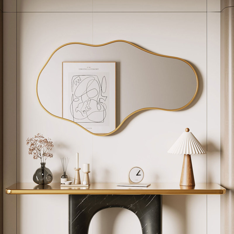 Irregular Unique Shaped Wall Mirror, Asymmetrical Mirrors, Cloud Mirror, Wavy Mirror, Morden Wavy Wall Mirror For Entryway Living Room Bedroom Bathroom