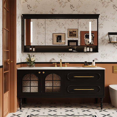 French minimalist retro style bathroom cabinet
