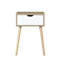Table d'appoint Mid-Century moderne avec 1 tiroir et pieds en bois d'hévéa, pour le rangement de la chambre à coucher et du salon