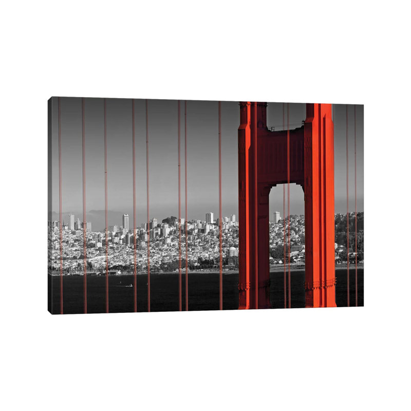 Golden Gate Bridge In Detail by Melanie Viola - Wrapped Canvas Print, 20.32 cm H x 30.48 cm W