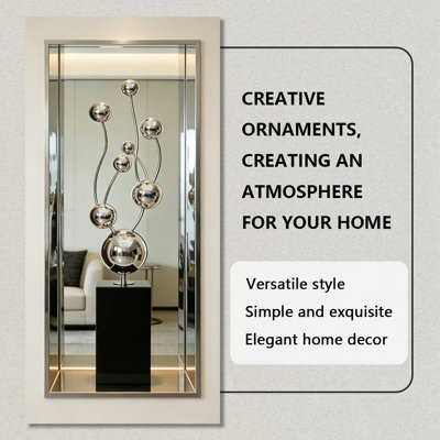 39.37"Black;Silver Minimalist Stainless‑Steel Ball Decor Ornament