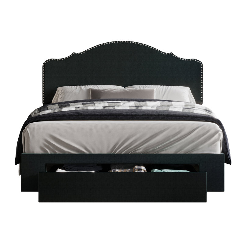 Jabrien Upholstered Panel Storage Bed, Charcoal Gray, Queen
