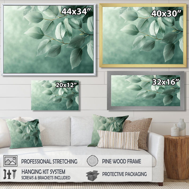 Feuilles de jade monochromes luxuriantes I - feuilles, art mural, Reproduction encadrée d'une seule photo, H 30 po x l 40 po