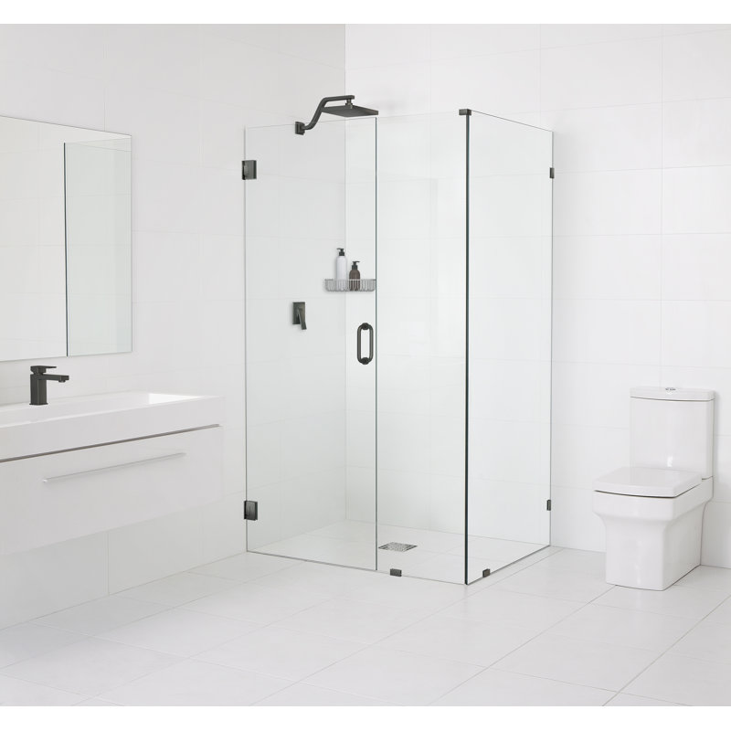 Illume 46.5 in. x 36.5 in. x 78 in. 90-degree Fully Frameless Wall Hinged Glass Shower Enclosure, Oil Rubbed Bronze