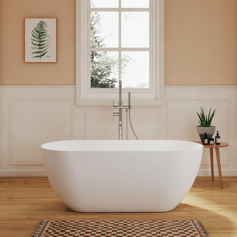 Fslefay 51'' Freestanding Bathtub Solid Surface Deep Soaking Tubs