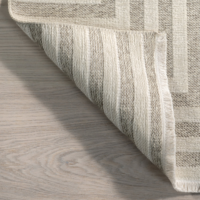 Nicolai Cream Graphic Fringed Reversible Washable Area Rug, 3' 3" x 5'