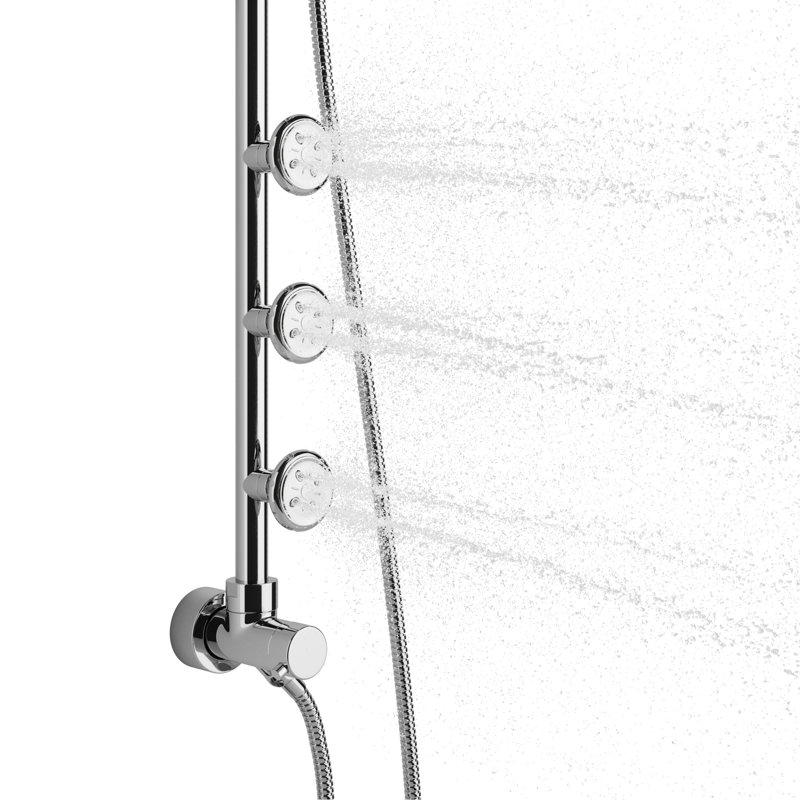 Système de douche à jet de pluie 8 po avec douchette à 3 jets et bras pivotant Lanikai, Chrome chrome