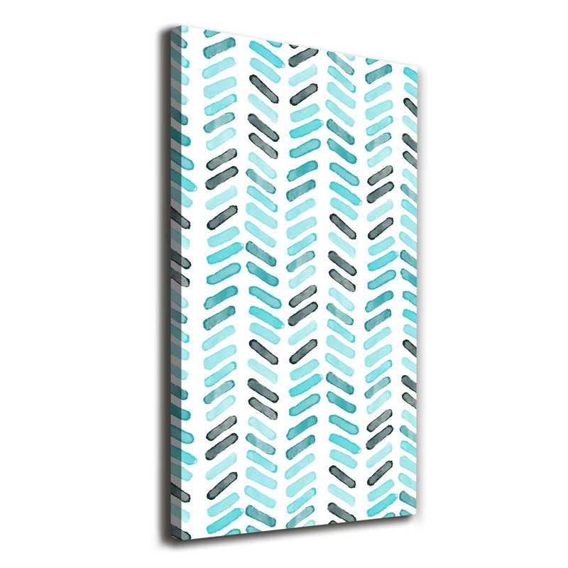 Blue Herringbone - Wrapped Canvas Print