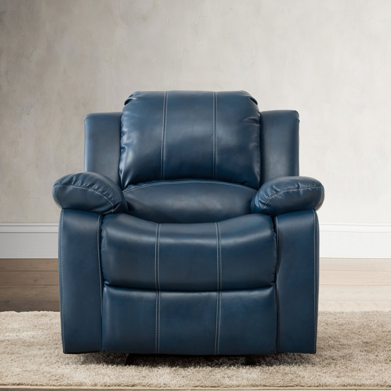 Fauteuil inclinable en cuir bleu marine Charlotte