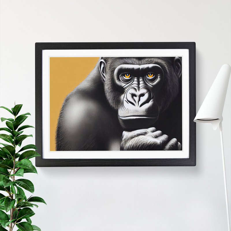 XH1022-6094X Modern Gorilla Art Vol.1 - Single Picture Frame Print, Black, 46cm H x 64cm W