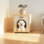Maison pour animaux moderne et solide avec coussin amovible confortable, table d'appoint double usage, style minimaliste américain, jaune