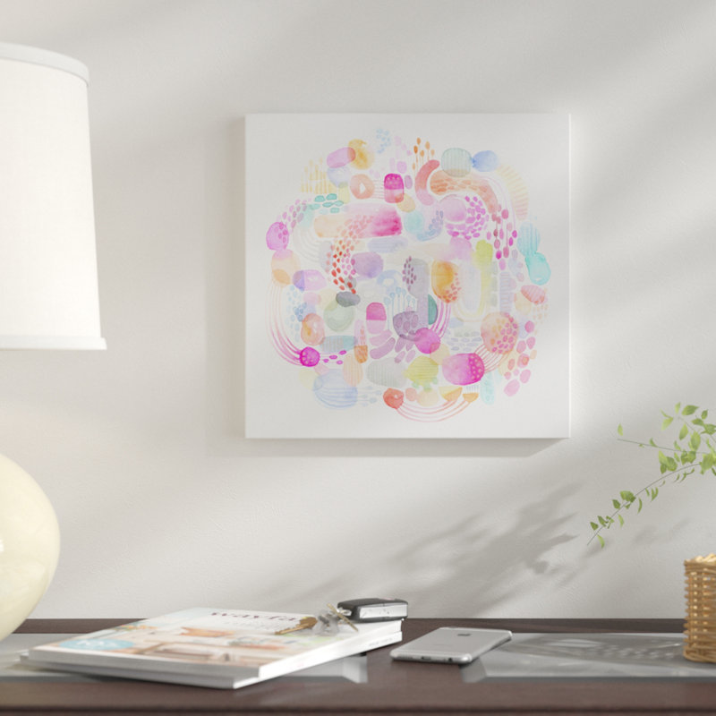 « mumbo jumbo », reproduction de peinture à l’aquarelle sur toile tendue, H 12 po x l 12 po x P 0,75 po, Pas de tapis