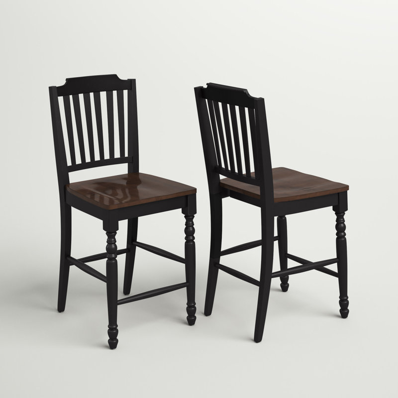 Annadiane Solid Wood Counter Stool, Antique Black