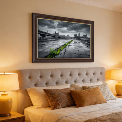 Art mural antique sur toile encadré doré pour le salon, la chambre à coucher, le bureau ou le vestibule - décoration murale décorative avec nature urbaine