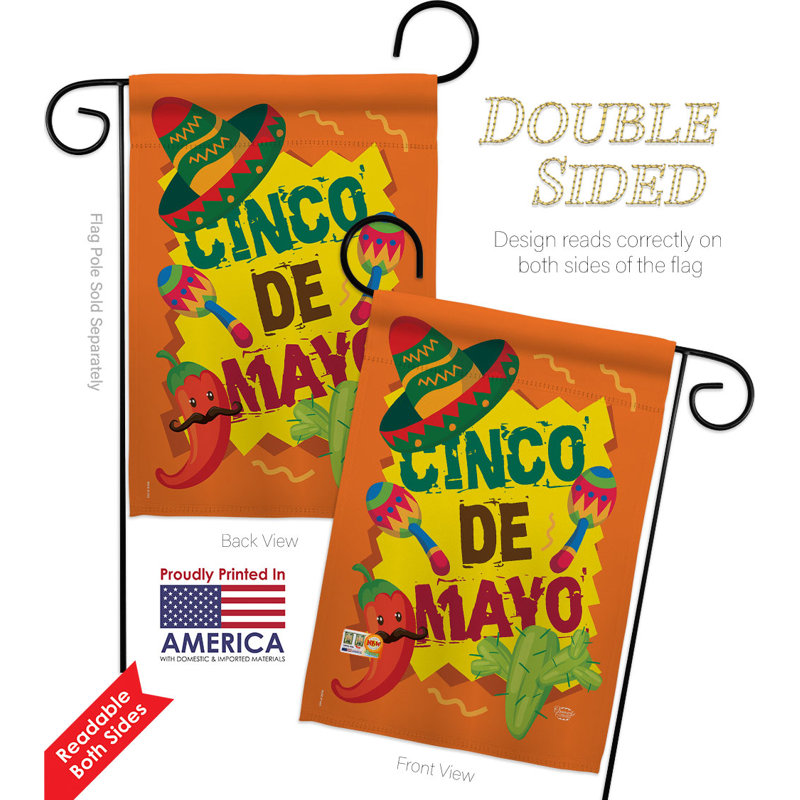 Drapeau de jardin à 2 côtés Cinco De Mayo, H 18,5 po x l 13 po