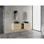 Meuble-lavabo mural 72 po avec lavabo d'art en céramique et 1 tablette de rangement, 4 portes à fermeture douce, emballage KD, contreplaqué
