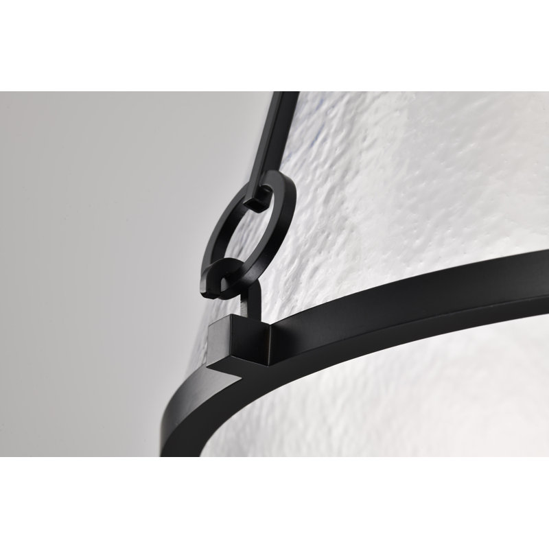 Anita Valentine - Petit luminaire suspendu - Verre martelé, H 22,5 po x l 12 po x P 12 po, Noir