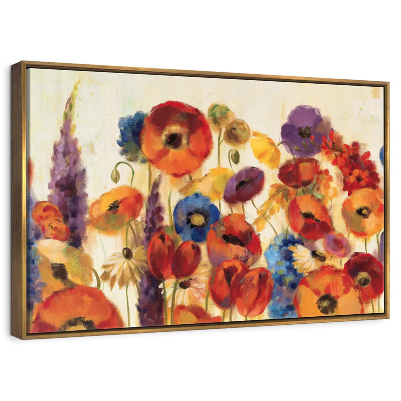 Jardin joyeux, Cadre flottant doré, 37 po x 25 po