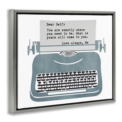 Inspirational Typewriter Note to Self Floating Frame, design by Annabelle Hall