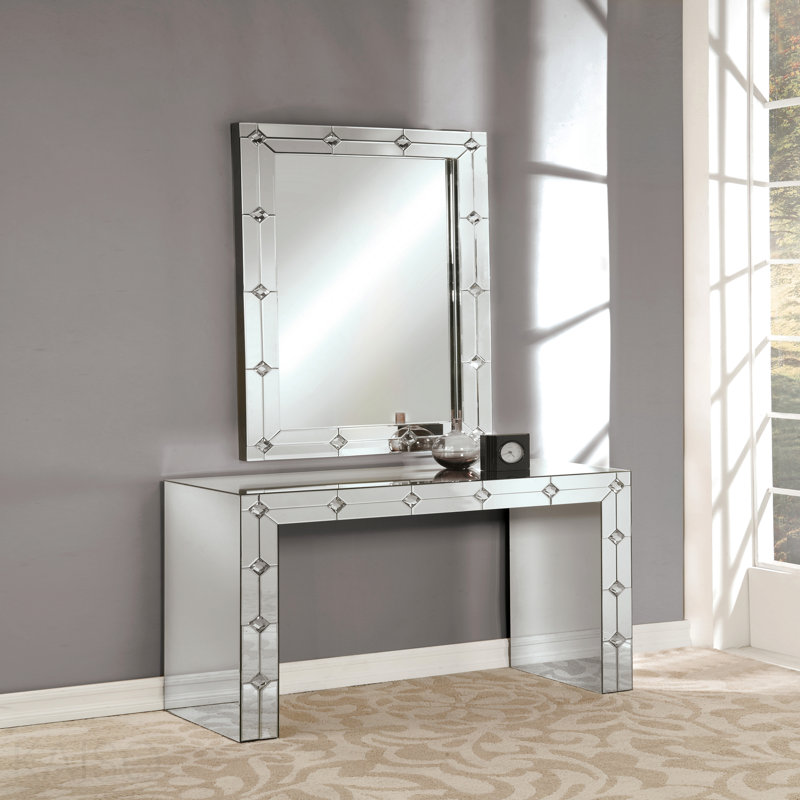 Console Hessa avec miroir et faux strass pour le salon - miroir