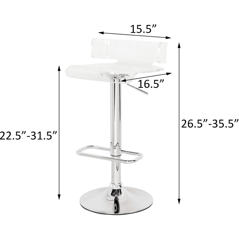 Tabouret pivotant réglable à 360 ° avec base et plateforme modernes en acrylique contemporain