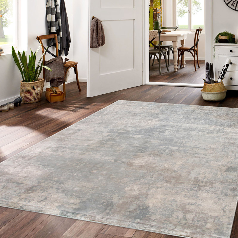 Tapis argent / bleu tissé à la main Beverly, Rectangle 12 pi x 15 pi