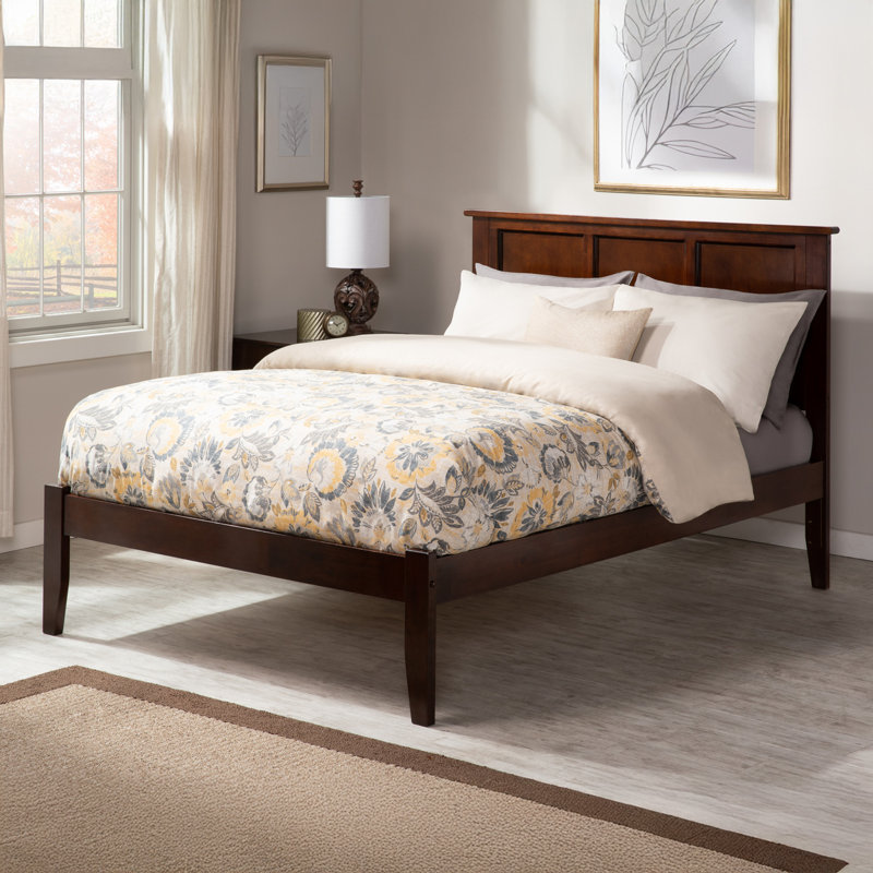 Clyda Solid Wood Panel Bed, Walnut, King