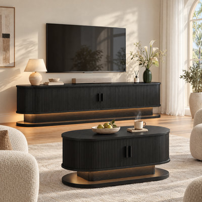 2-piece Living Room Table Set With Tv Stand And Coffee Table