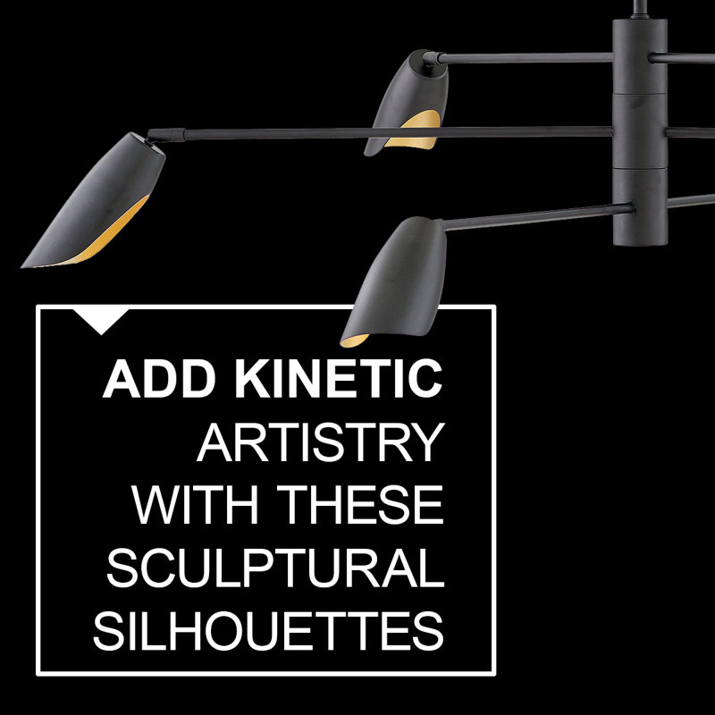 Bowery 6 - Light Sputnik Modern Linear Chandelier, Black, 11"H x 50"W x 50"D