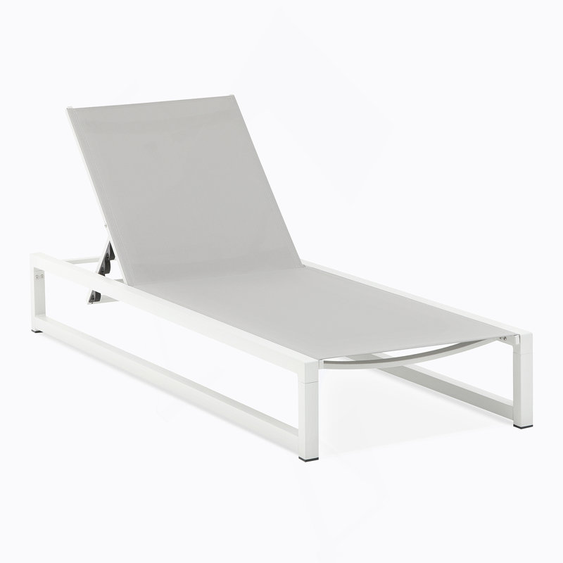 5-Level Adjustable Outdoor Chaise Lounge, Durable Aluminum Frame & Textilene Mesh For Patio/Poolside, 1