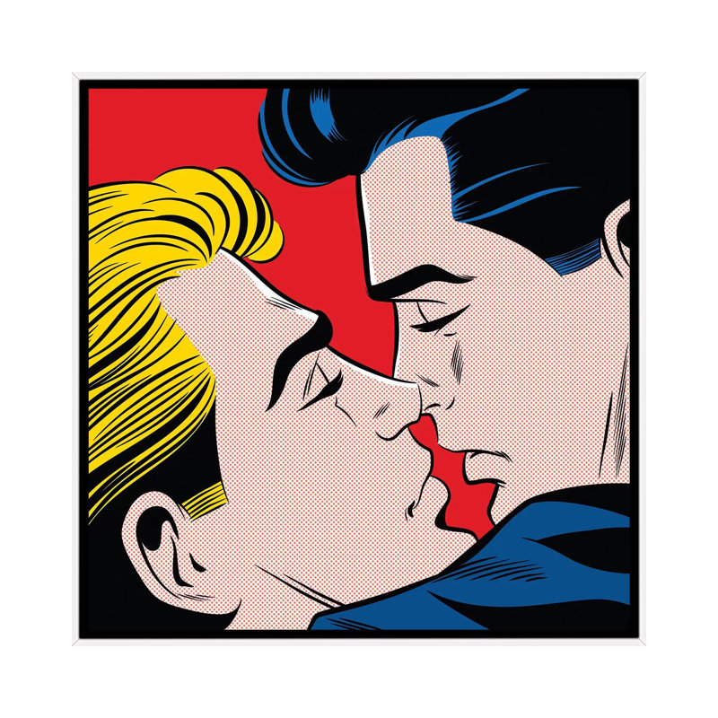 « Kiss » par Joseph McDermott-imprimé, H 37 po x l 37 po x P 1,5 po, Toile blanche encadrée