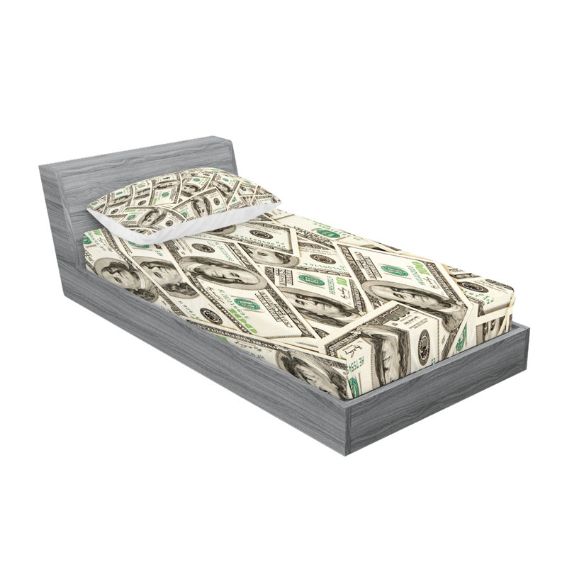 Ensemble de draps et taies décoratives Ambesonne, vert gris pâle, Ensemble de draps pour lit simple avec deux taies 