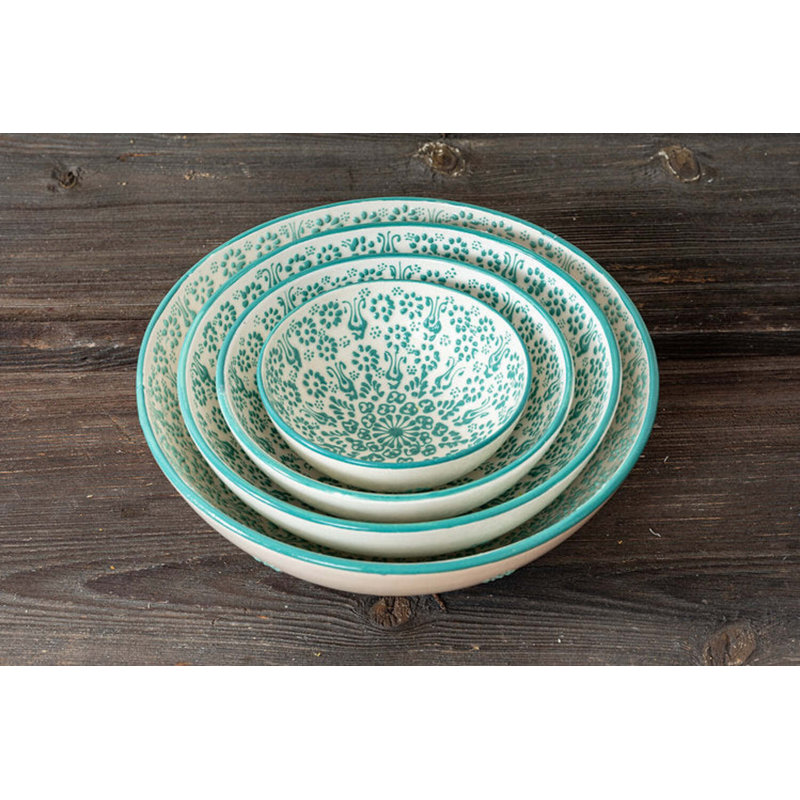 Coppermill Kitchen Hand Painted Ceramic Ceramic Serving Bowl, White