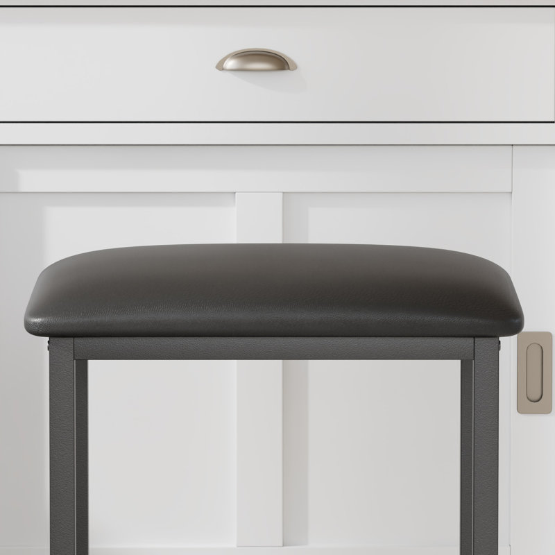 18 Inch Bar Stools, Bar Stools Set Of 6, Upholstered Short Stools Chairs, Backless Kitchen Bar Chairs, PU Leather Stools For Kitchen, Dining Room, Cafe, Bar Counter