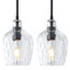 Luminaire suspendu 1 lumière en verre transparent à ondulation à intensité variable-1045224613