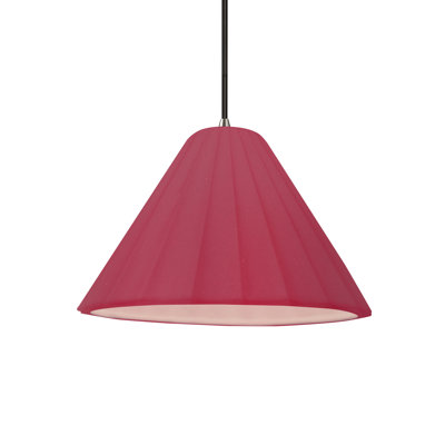 Radiance - Luminaire suspendu 1 lumière cannelé - Cerise - Nickel brossé - l 10,75 po x H 7 po - Ampoule remplaçable - cordon noir