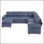 Canapé-lit convertible Canapé-lit modulaire rétractable en forme de U de 111 po avec ports USB et rangement pour le salon, bleu-129158302