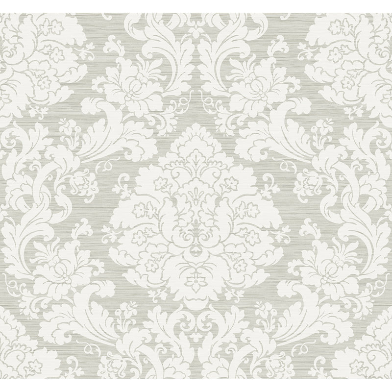 Papier peint à motif de damas métallisé Seabrook Designs Pacey, Crème, crème