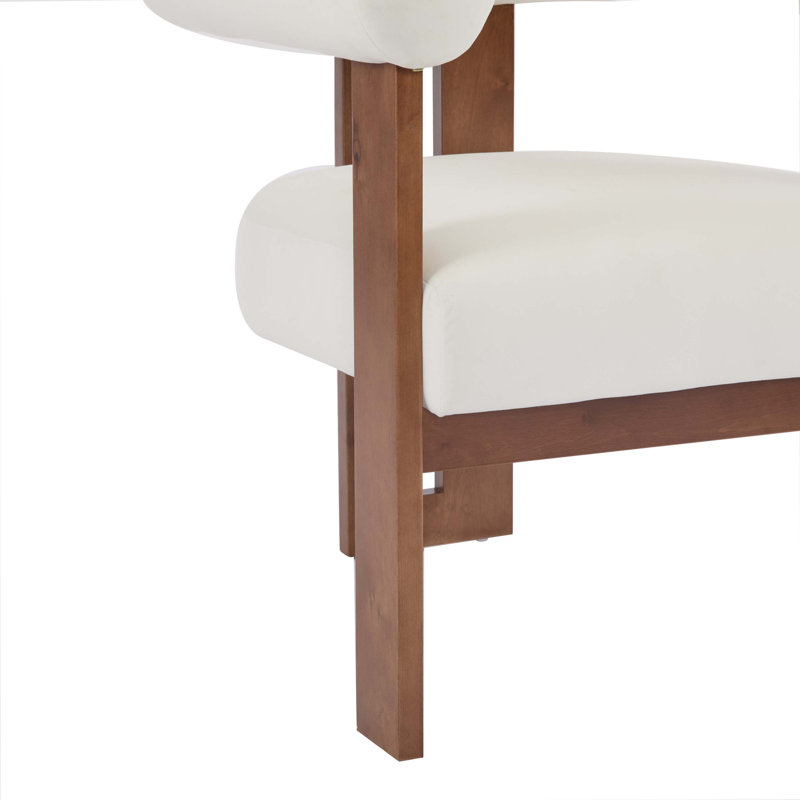 Faiella Velvet Upholstered Accent Arm Chair, White
