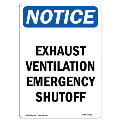 Exhaust Ventilation Emergency Shutoff Sign