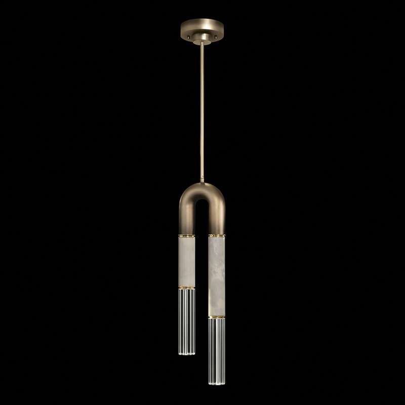 Luminaire suspendu rond 7 po Antonia, Ombre bronze / laiton / fumée
