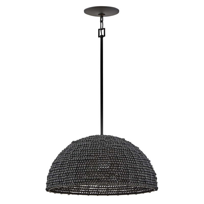 Dalia 1-Light Wooden Bead Dome Convertible Pendant, Black